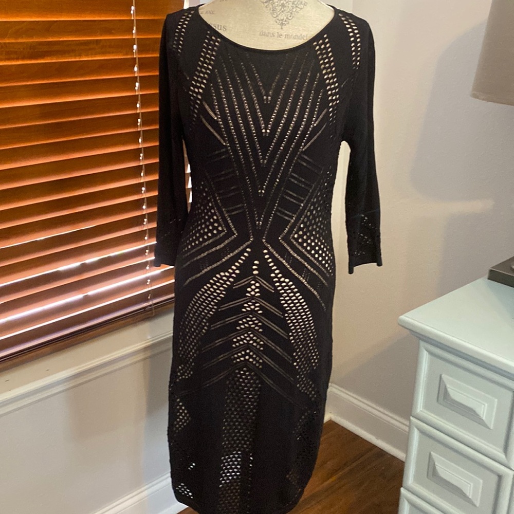 Calvin Klein Black Knit Pointelle Dress-NWOT size Large